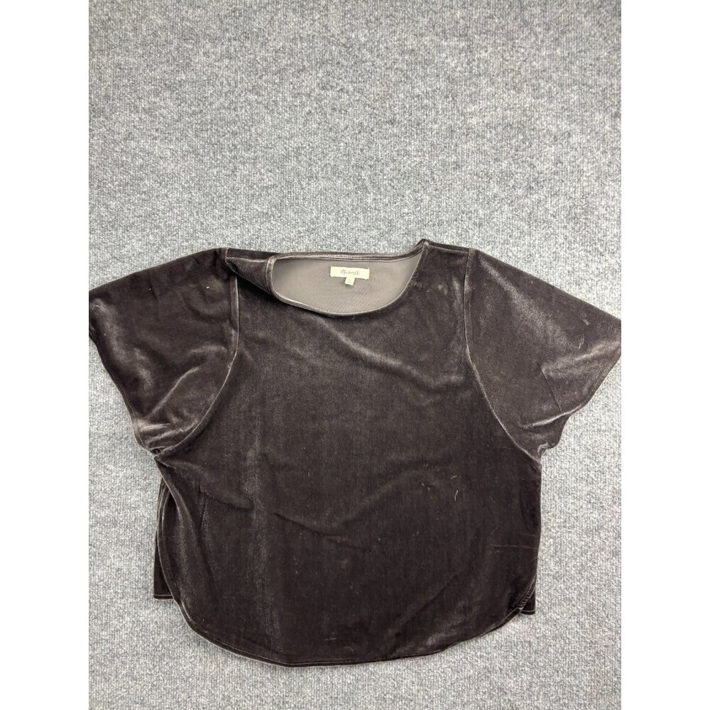 MADEWELL Velvet Butterfly Top Women's Small Brown Short Sleeve Crop